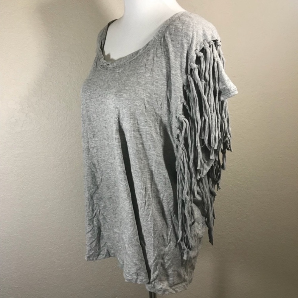 Free People Grey fringe top